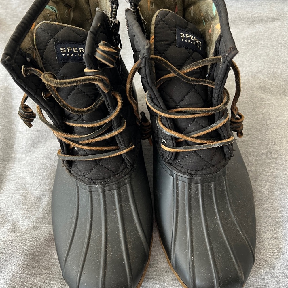 Sperry Black Lace Up Boots